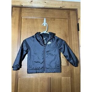 Nike Toddler Boys 3T Black Hooded Fleece Lined Windbreaker Jacket Full Zip